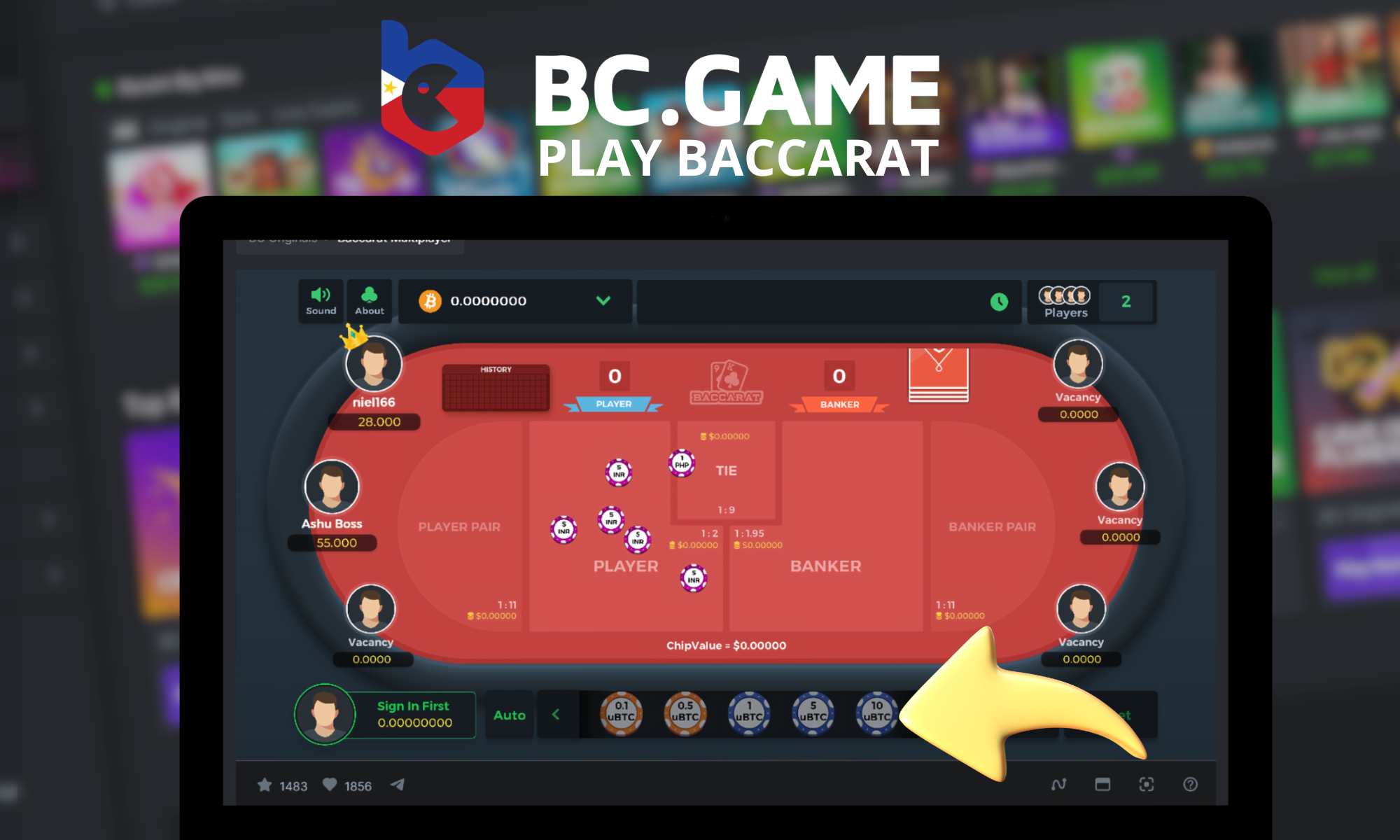 Step-by-step instructions on how to spoil the game at BC Games Baccarat