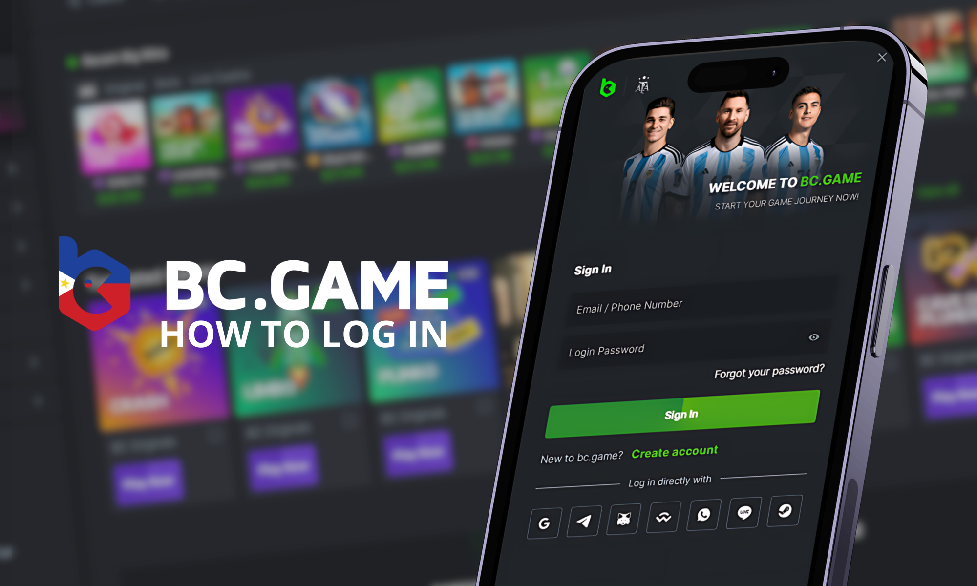 How to log in to your personal BC Game account